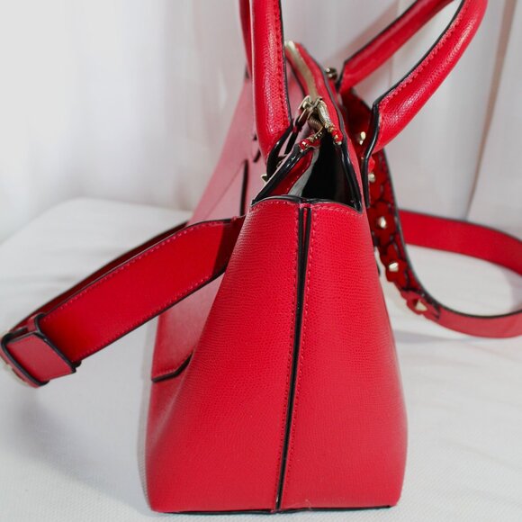 Guess "Liya" Red Faux Saffiano Satchel, Shoulder Bag, Crossbody - Picture 13 of 16